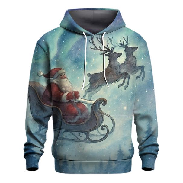 Watercolor Moonlit Sleigh Whisper printed hoodies