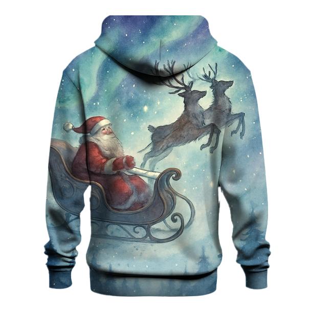 Watercolor Moonlit Sleigh Whisper printed hoodies