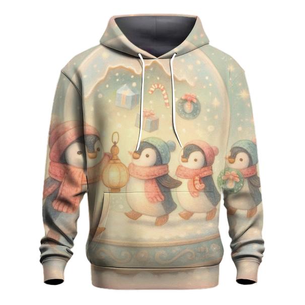 Snow Globe Penguin Parade Carousel printed hoodies