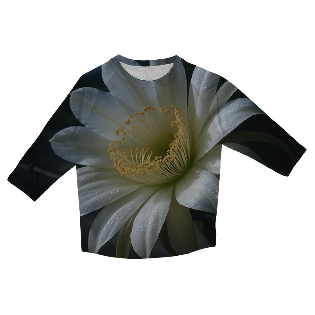 Night Blooming Cereus On A Desert Fence Line printed three quarter sleeve shirts