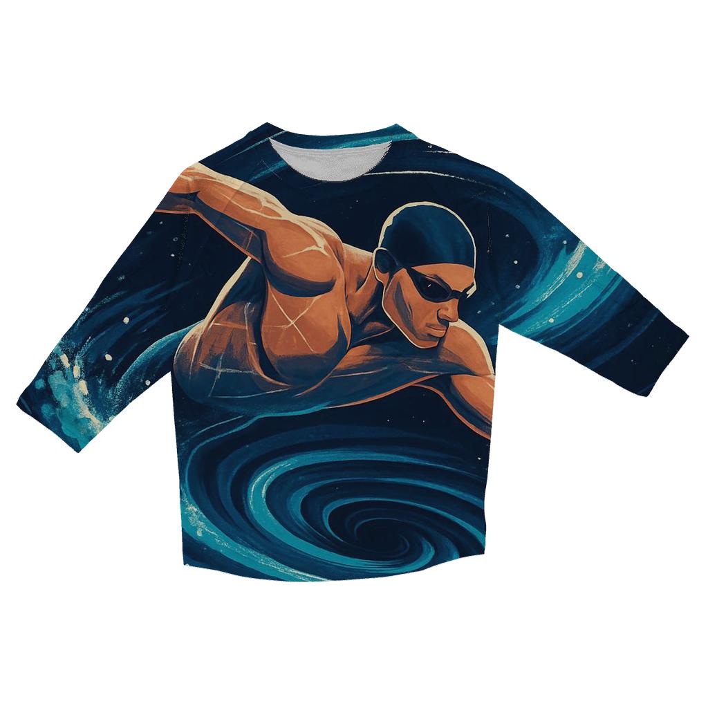 Cosmic Tide Swimming Sprint designer 3/4 sleeve blouses