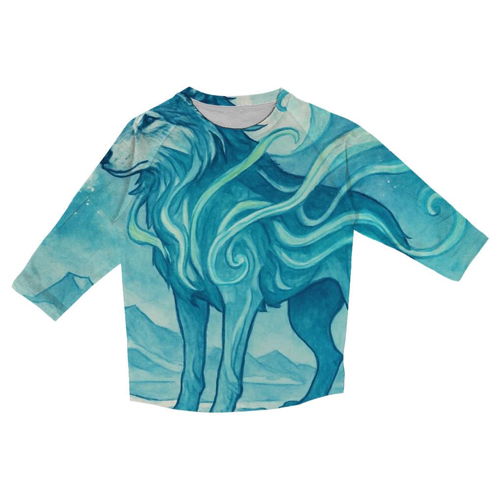 Abyssal Aurora Wolf Sentinel casual three quarter sleeve shirts