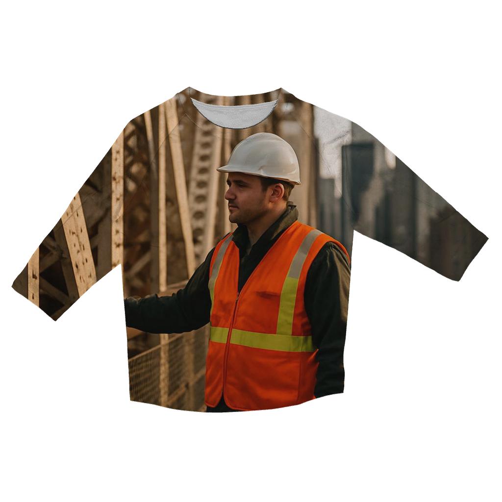 Midtown Skyline From Queensboro Bridge Maintenance Walkway custom 3/4 sleeve shirts