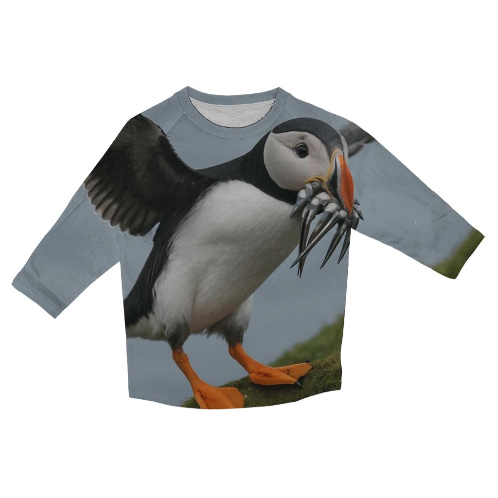 Cliffwind Delivery Atlantic Puffin designer 3/4 sleeve blouses