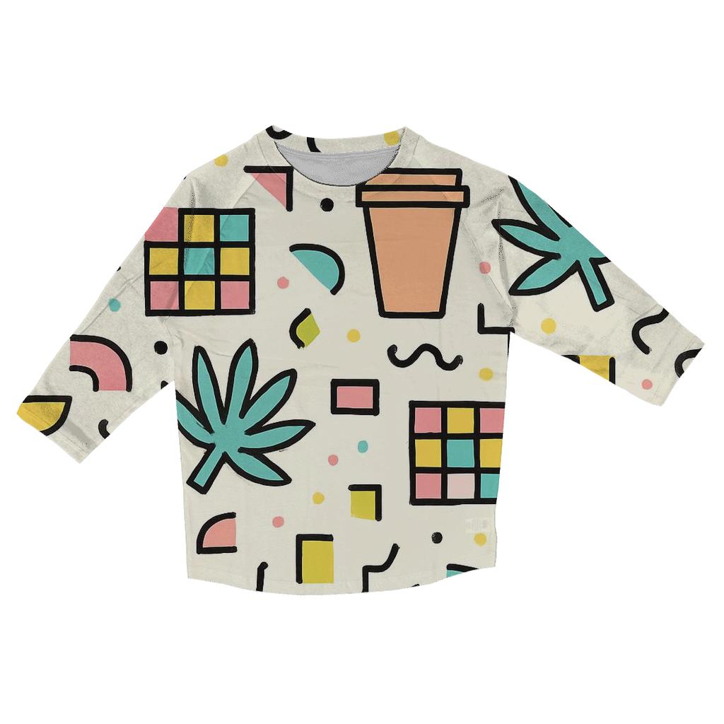 Miami Mall Food Court Memphis printed three quarter sleeve shirts