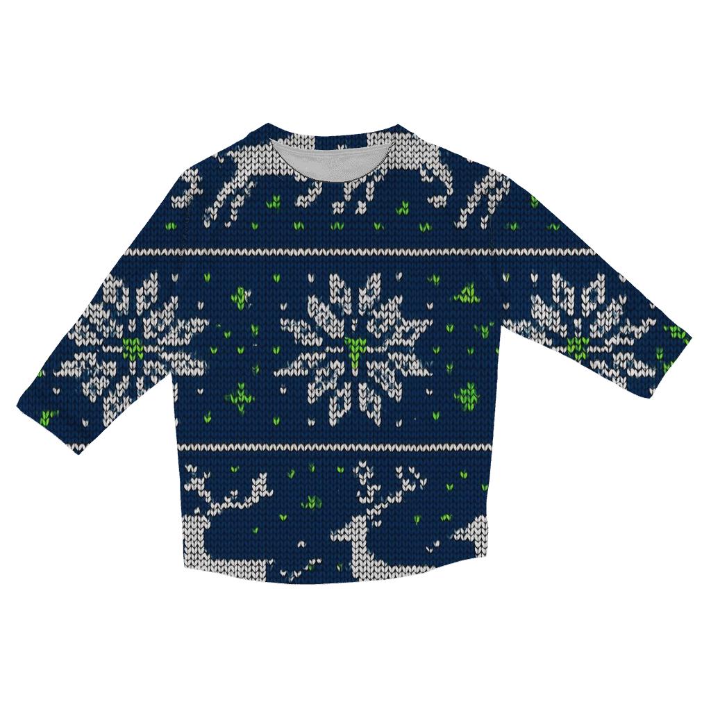 Reindeer Constellation Fair Isle Design trendy 3/4 sleeve tops