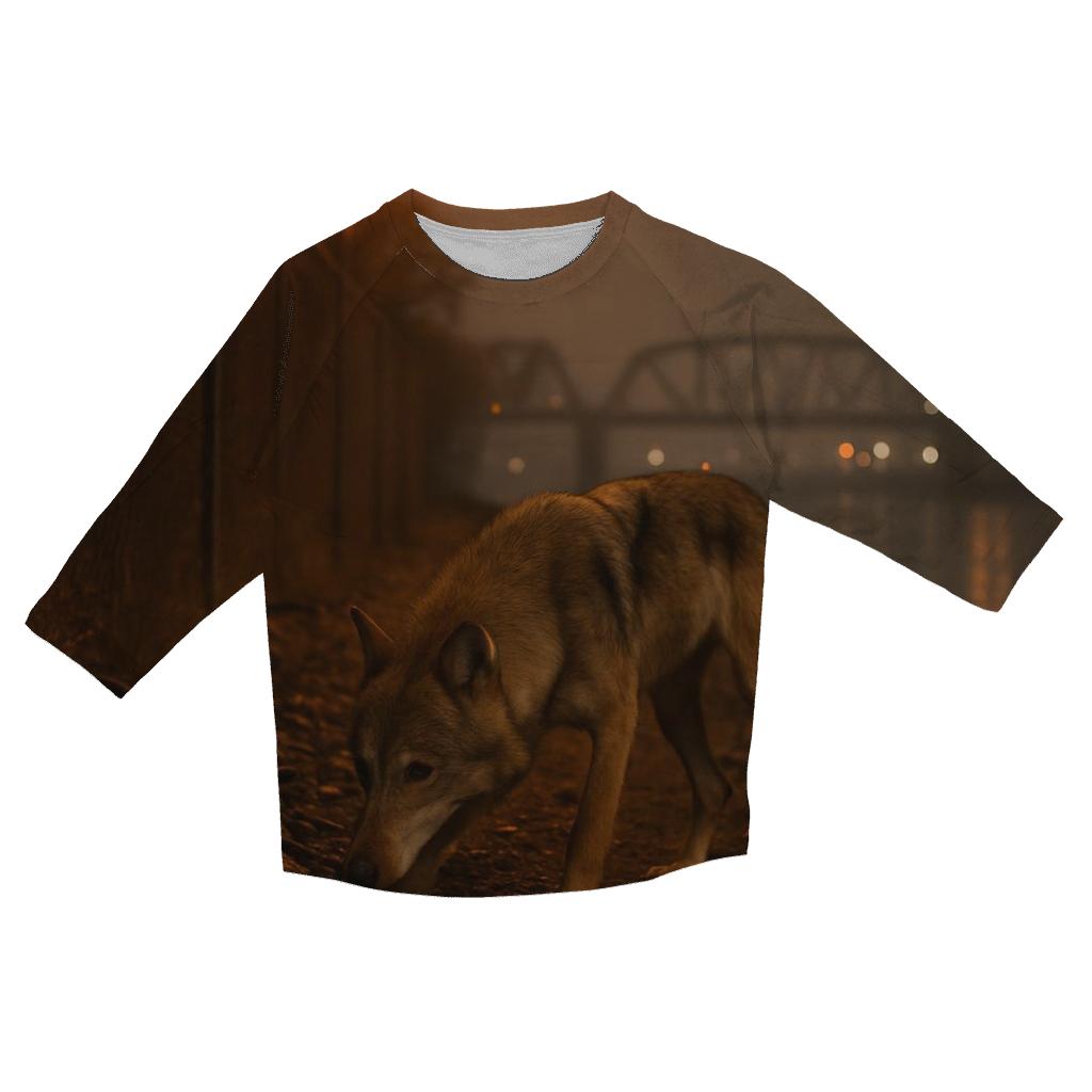Urban Perimeter Wolf On Industrial Riverbank printed three quarter sleeve shirts