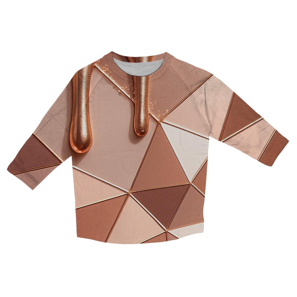 Rose Gold Velvet Drip Facets stylish quarter sleeve tops