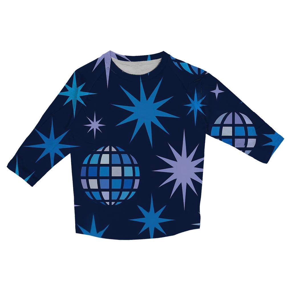 Disco Mirror Starburst Grid trendy 3/4 sleeve tops