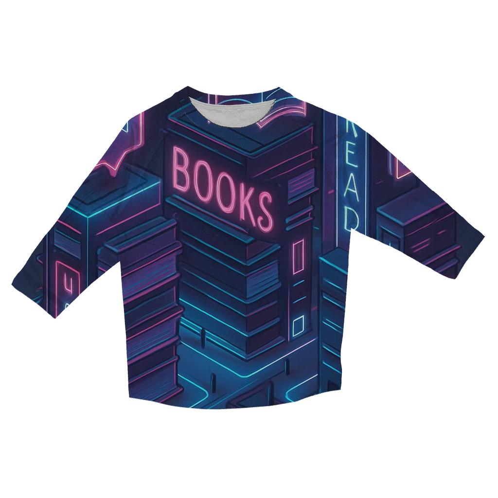 Isometric Neon Library City trendy 3/4 sleeve tops