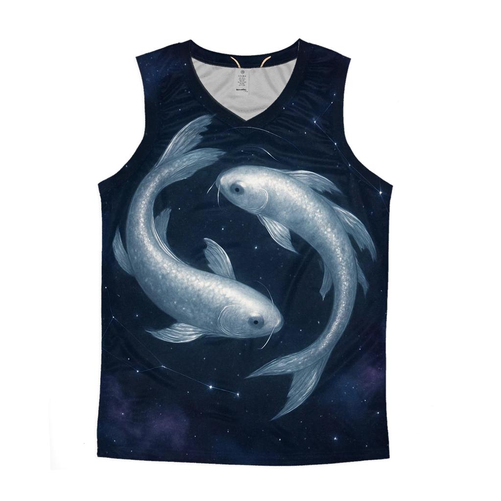 Pisces Twin Koi Nebula Dreamscape trendy fitted tank tops
