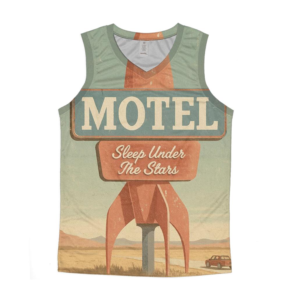 Weathered Space Age Motel Postcard casual summer tank tops
