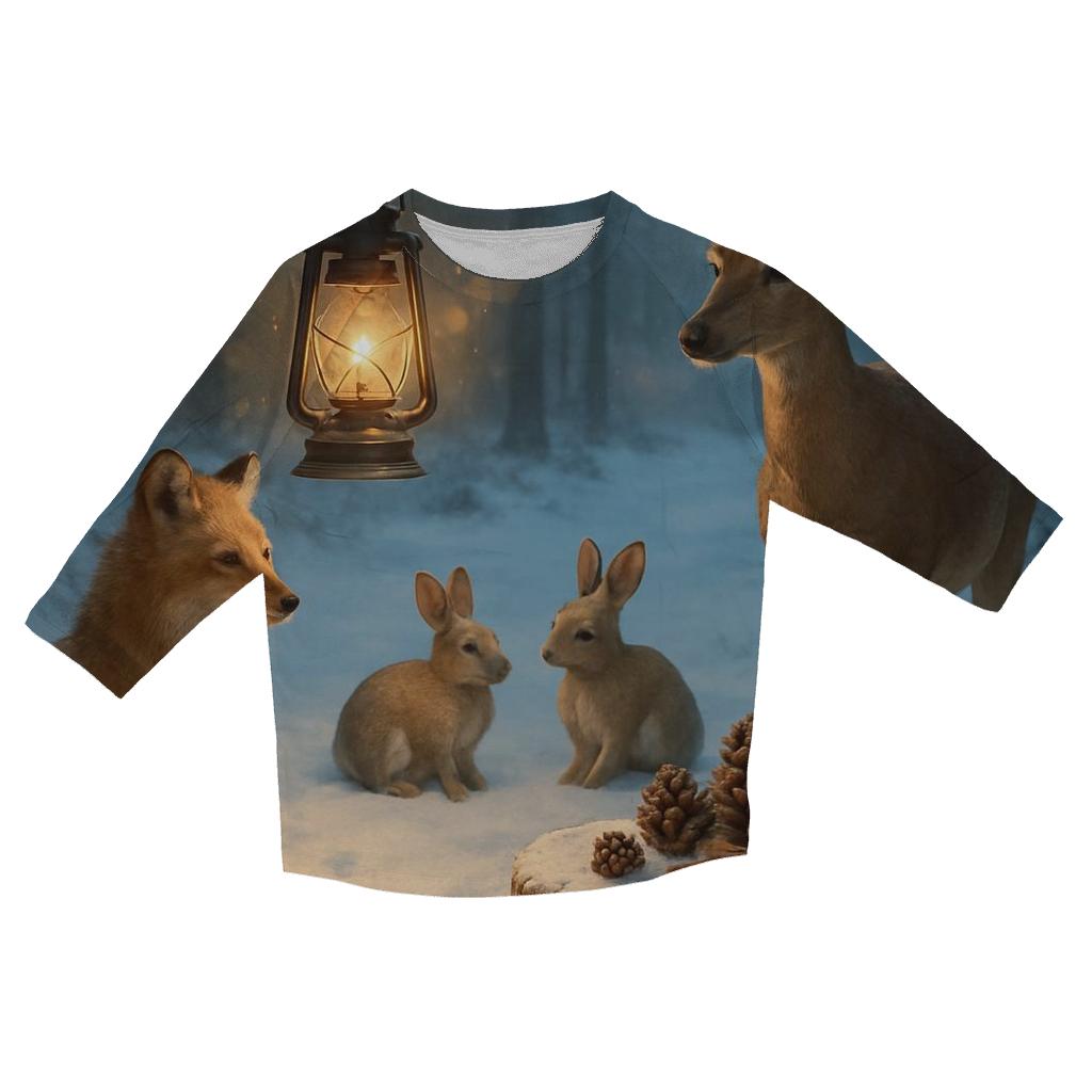 Lantern Glow In A Snowy Evergreen Clearing stylish quarter sleeve tops