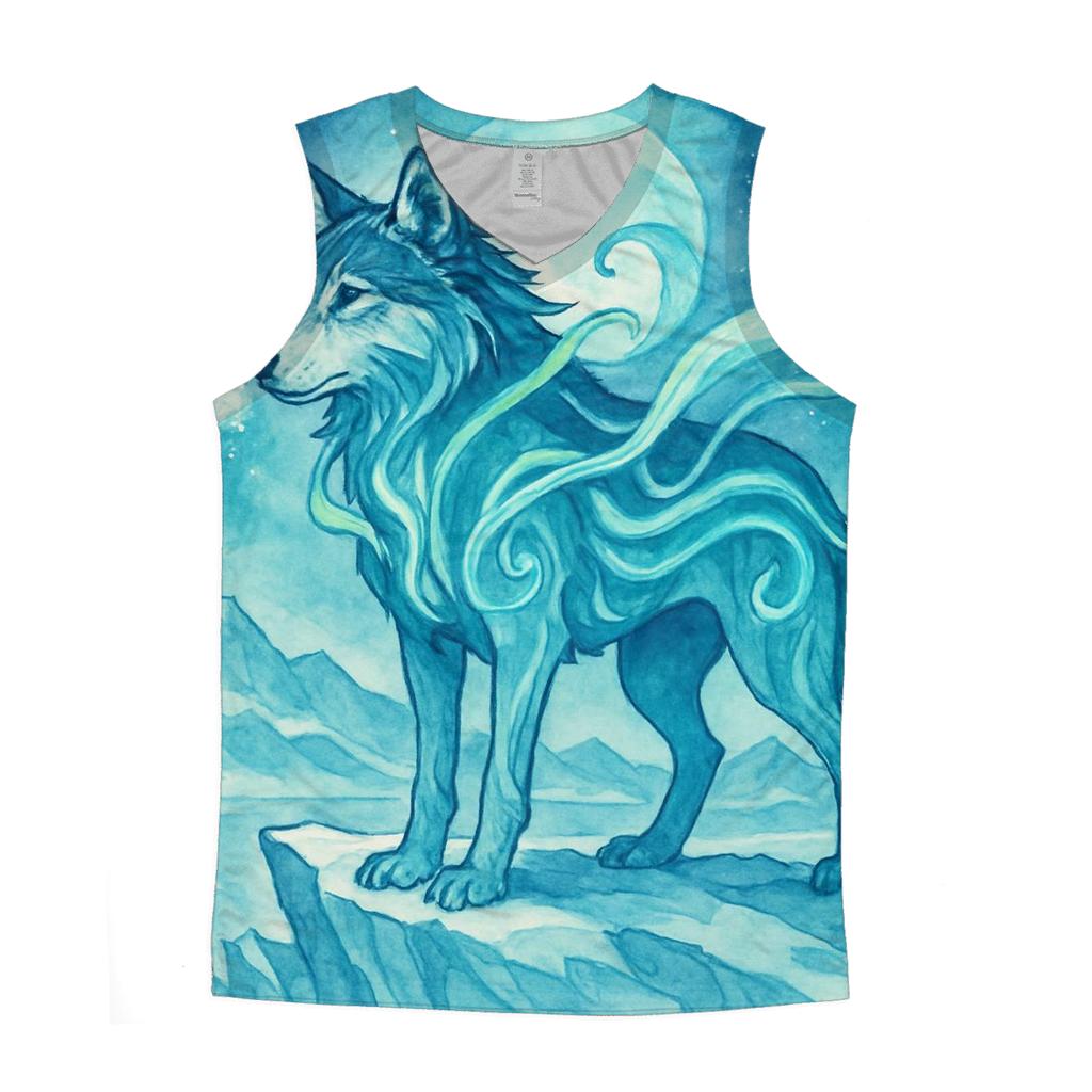 Abyssal Aurora Wolf Sentinel casual summer tank tops