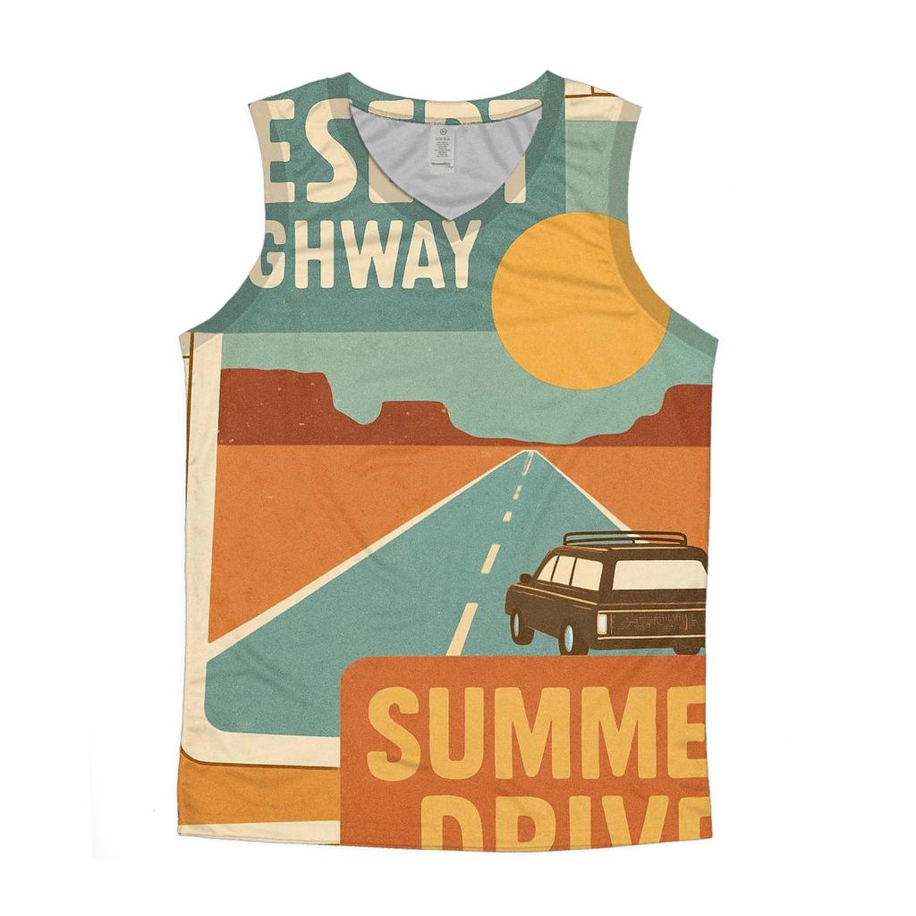 Seventies Road Trip Postcard Collage personalized athletic tanks