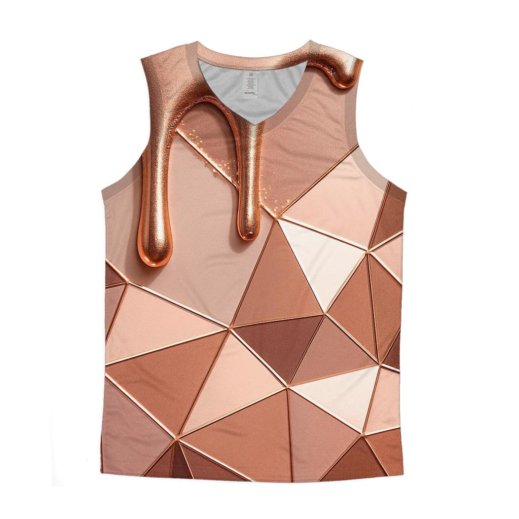 Rose Gold Velvet Drip Facets graphic print tank tops