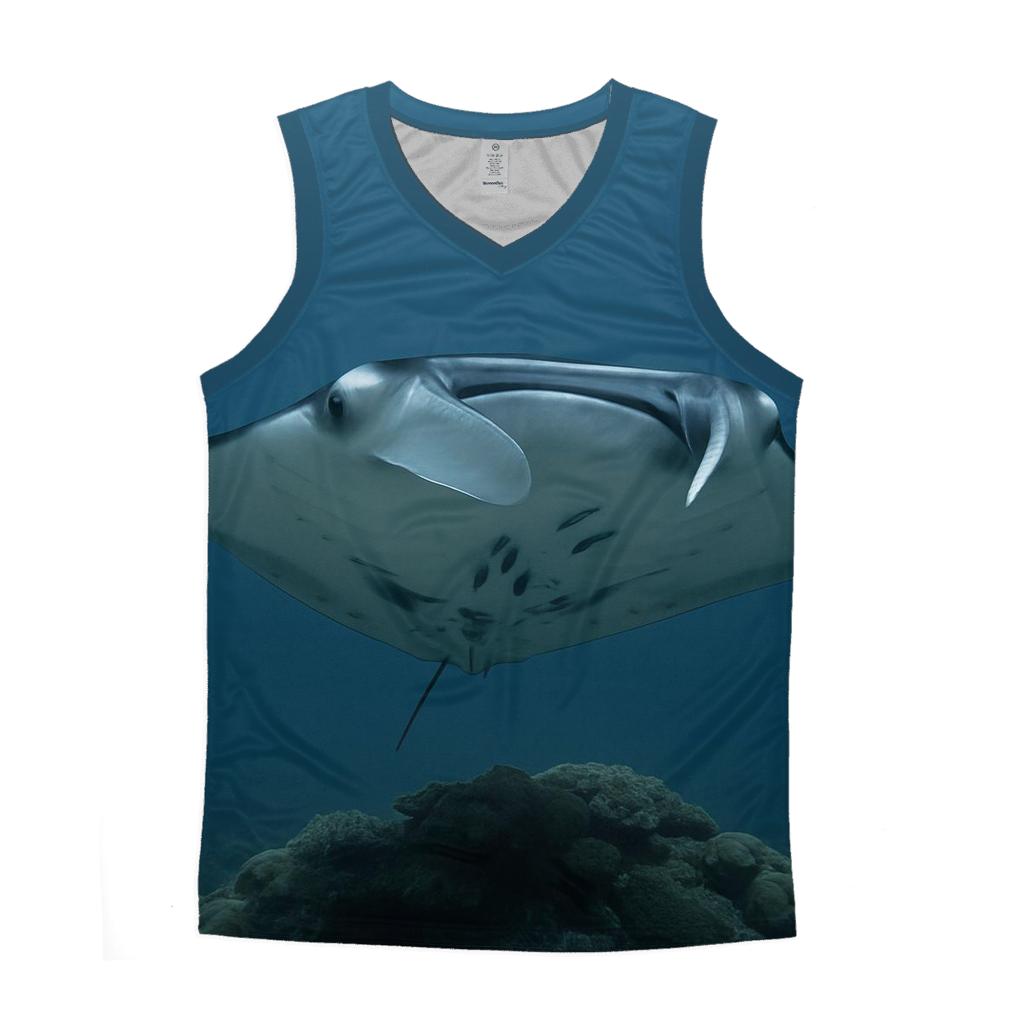 Cleaning Station Drift Reef Manta Ray casual summer tank tops