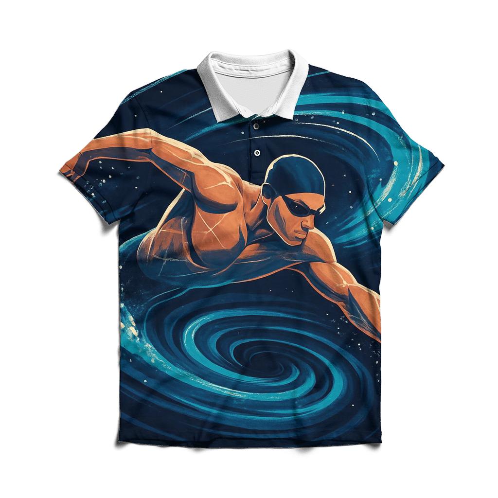 Cosmic Tide Swimming Sprint branded logo polo shirts