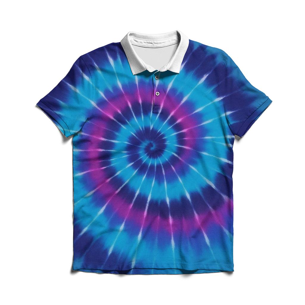 Nebula Spiral Overdye Whirlpool branded logo polo shirts