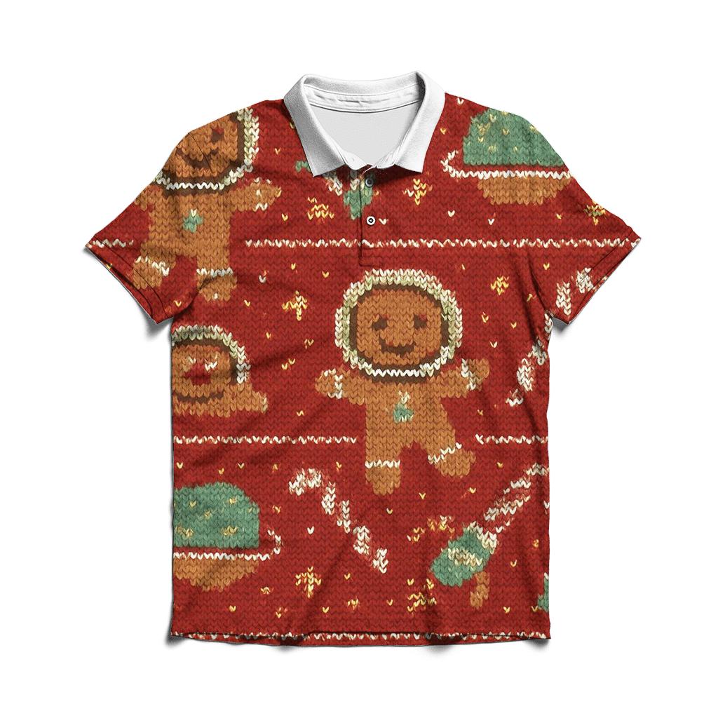 Gingerbread Rocket Row Design designer slim fit polos