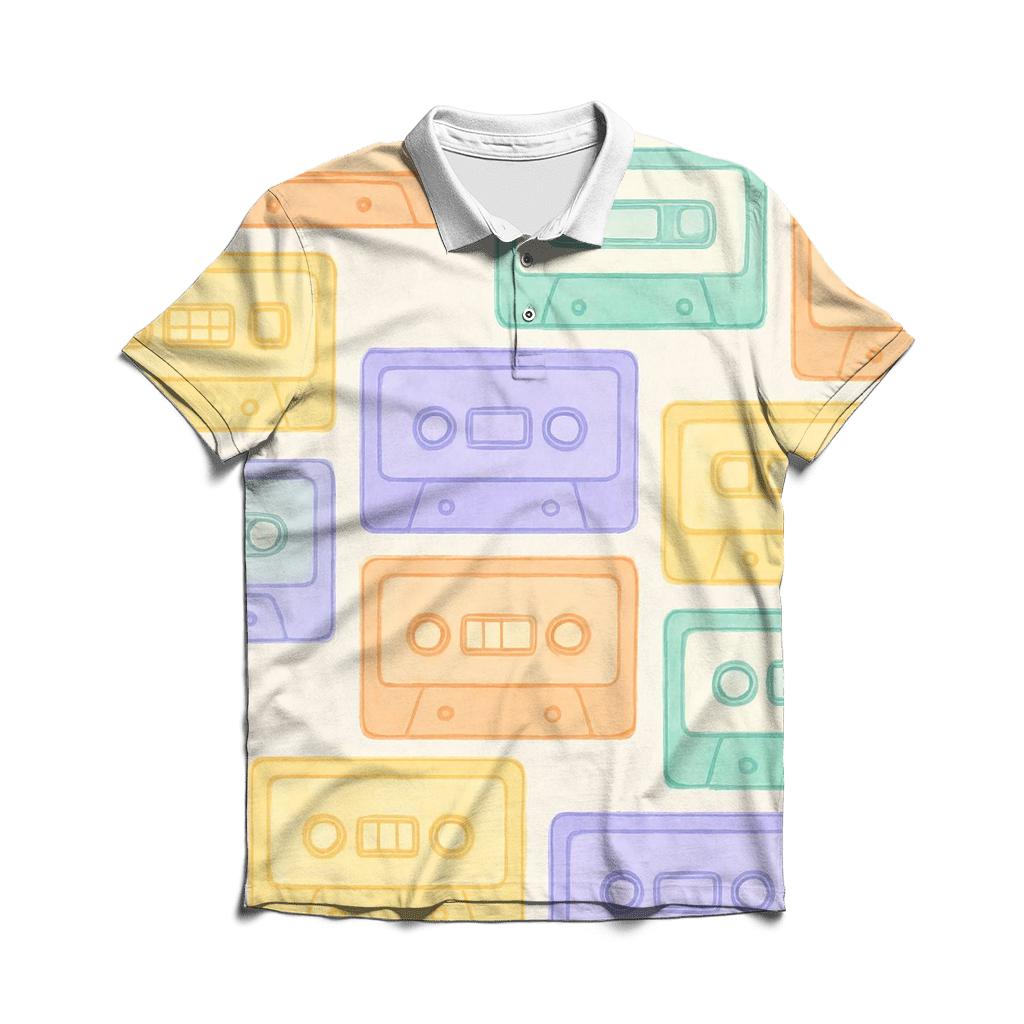 Pastel Cassette Patchwork personalized polo shirts