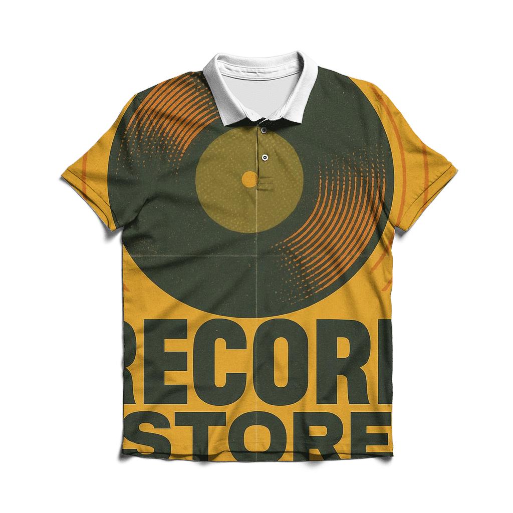 Faded Vinyl Record Shop Window Poster embroidered polo tops