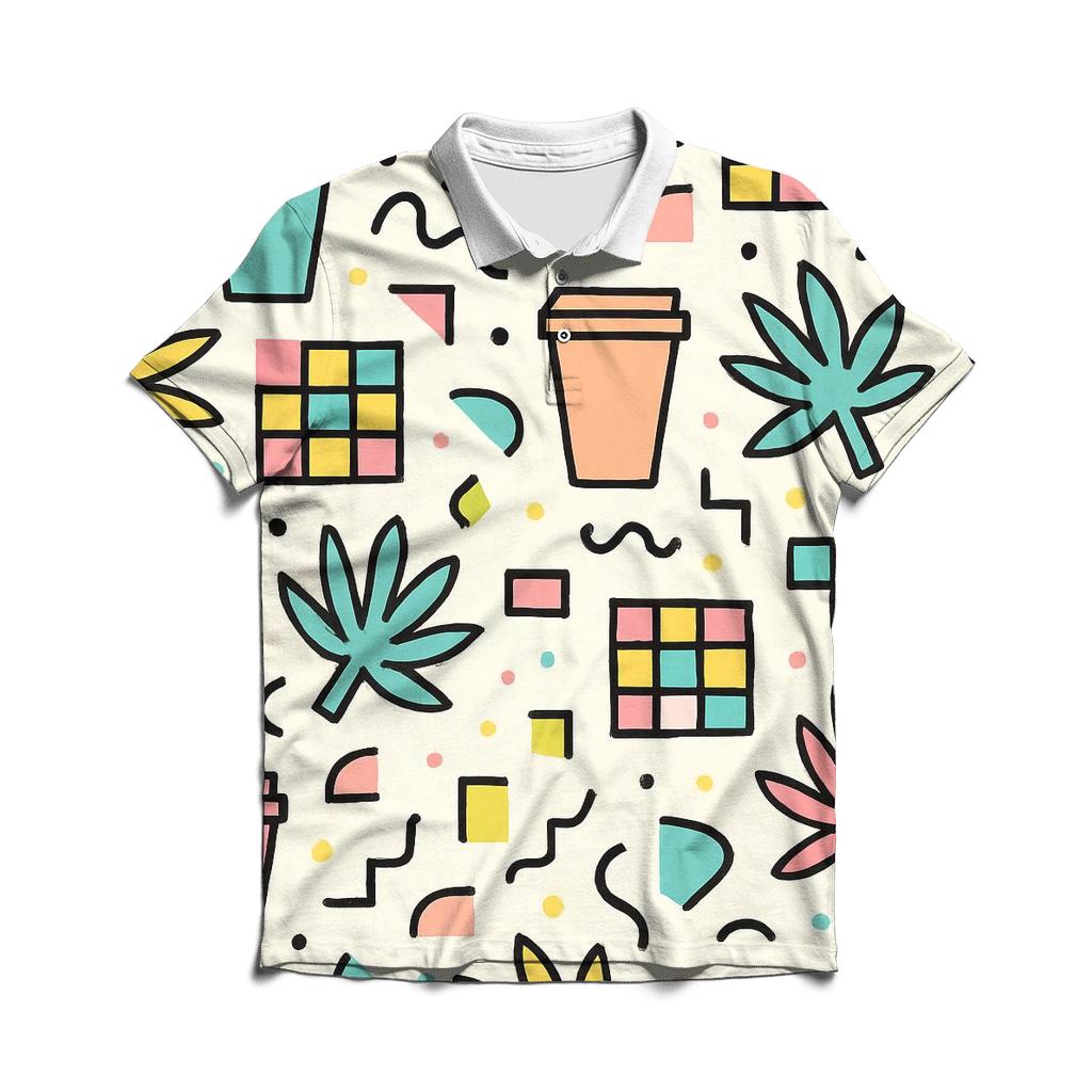 Miami Mall Food Court Memphis embroidered polo tops