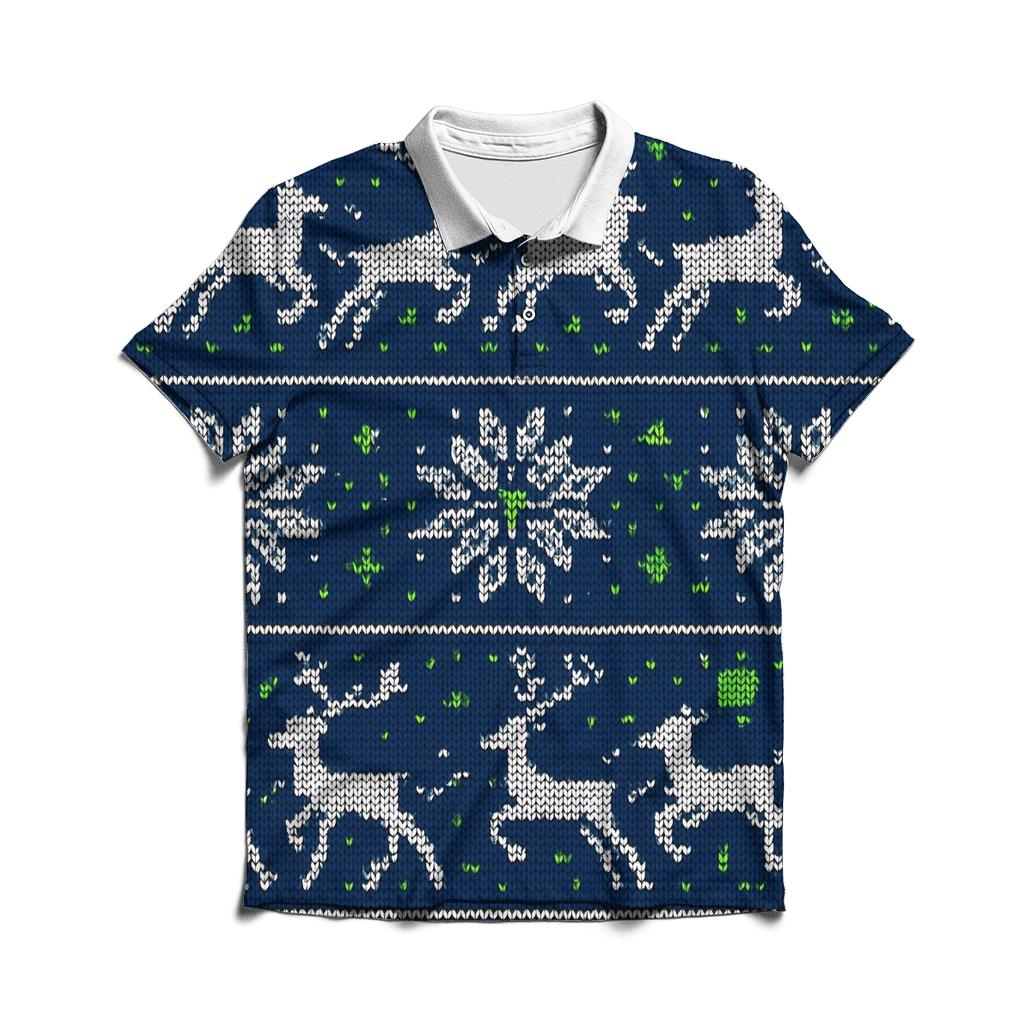 Reindeer Constellation Fair Isle Design designer slim fit polos