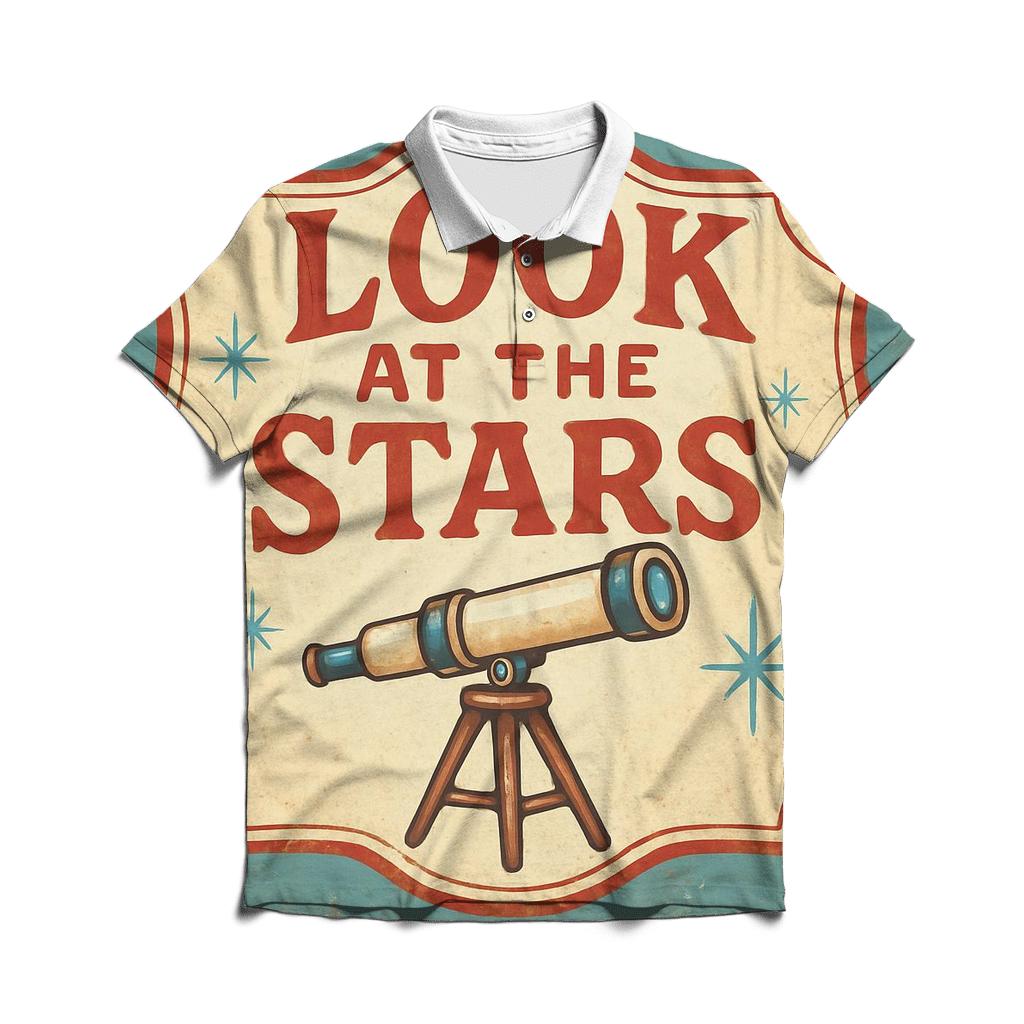 Retro County Fair Astronomy Booth Sign premium cotton polo shirts