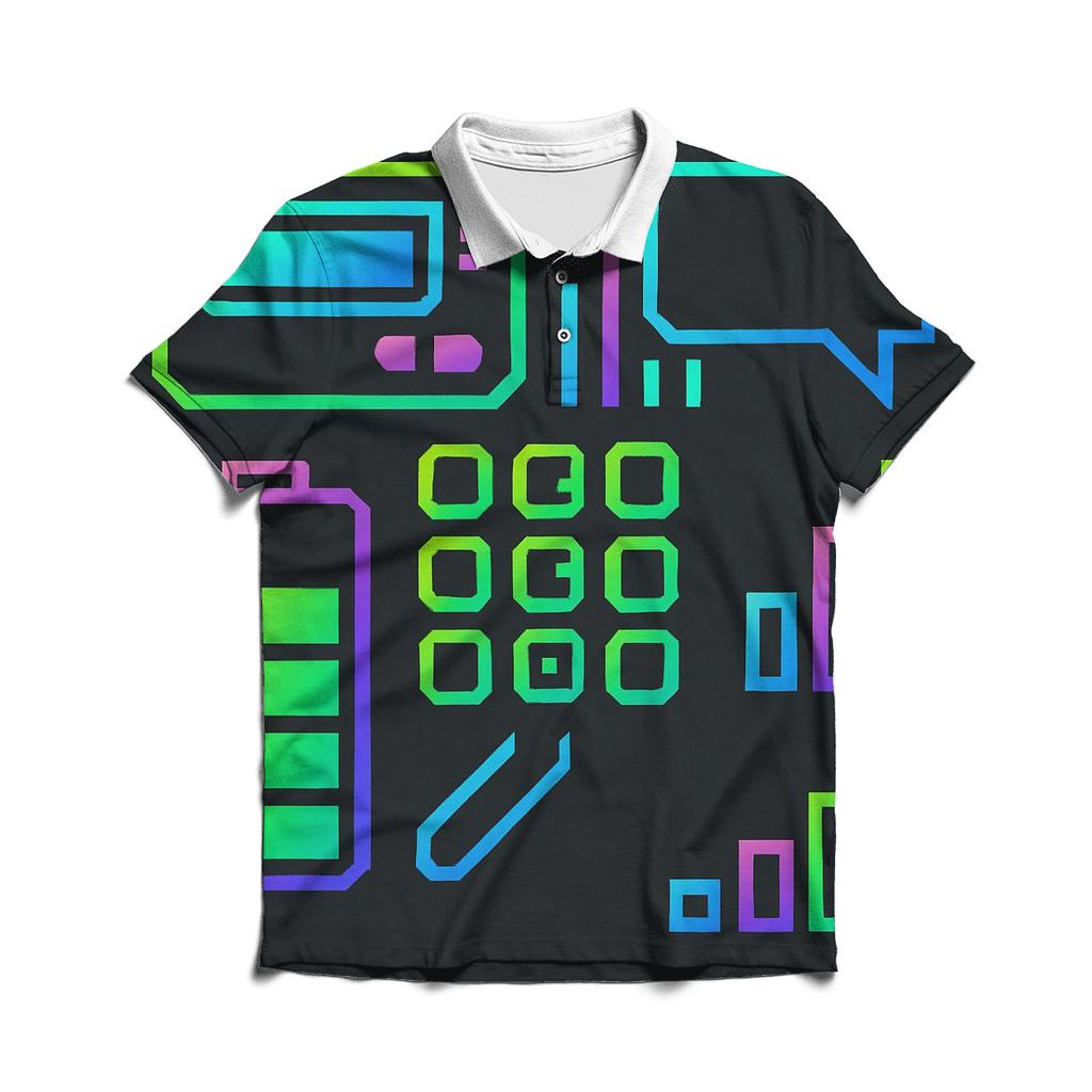 Holographic Pager Screen Icons stylish collar polo tees