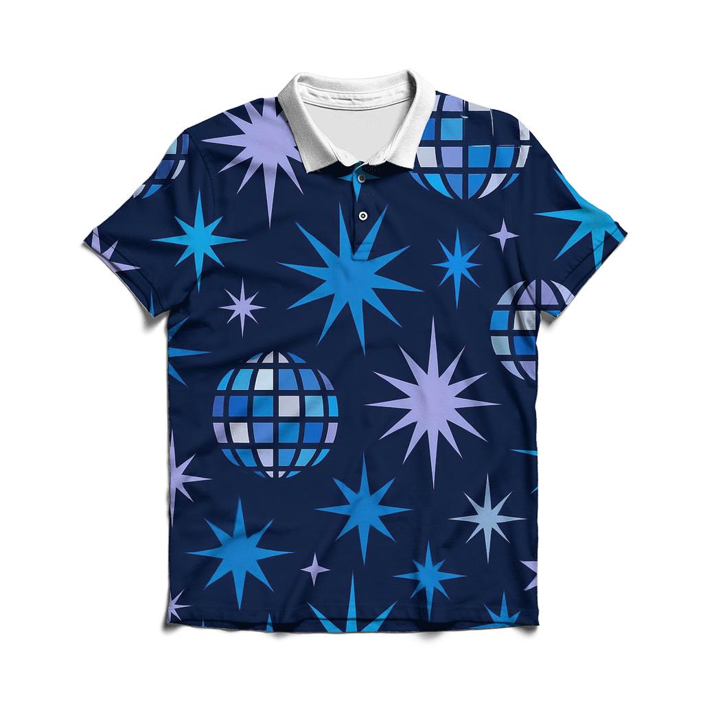 Disco Mirror Starburst Grid premium cotton polo shirts