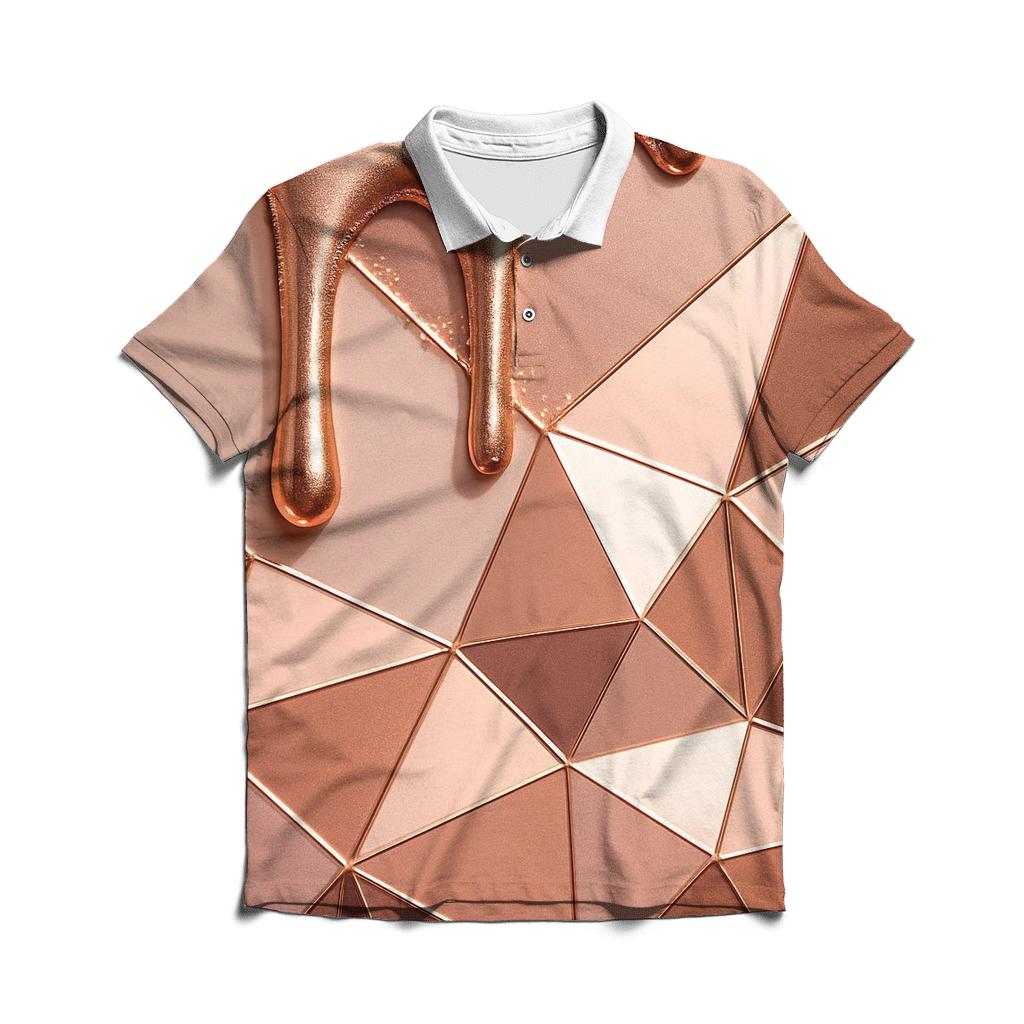 Rose Gold Velvet Drip Facets designer slim fit polos
