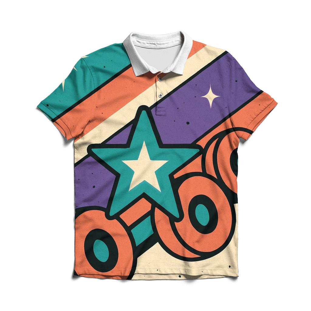 Roller Rink Starburst Stripes embroidered polo tops