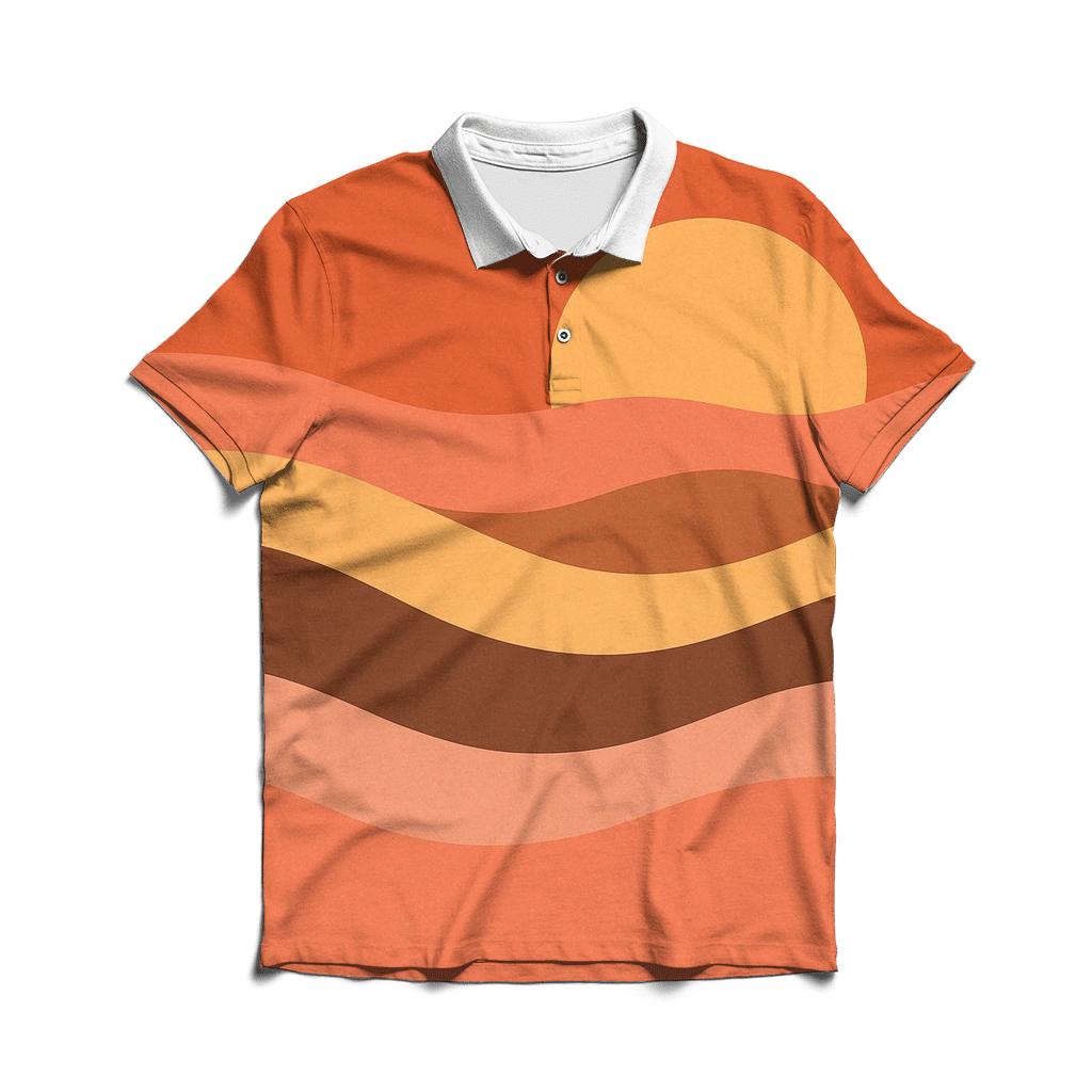 Sunset Wave Horizon Bands branded logo polo shirts