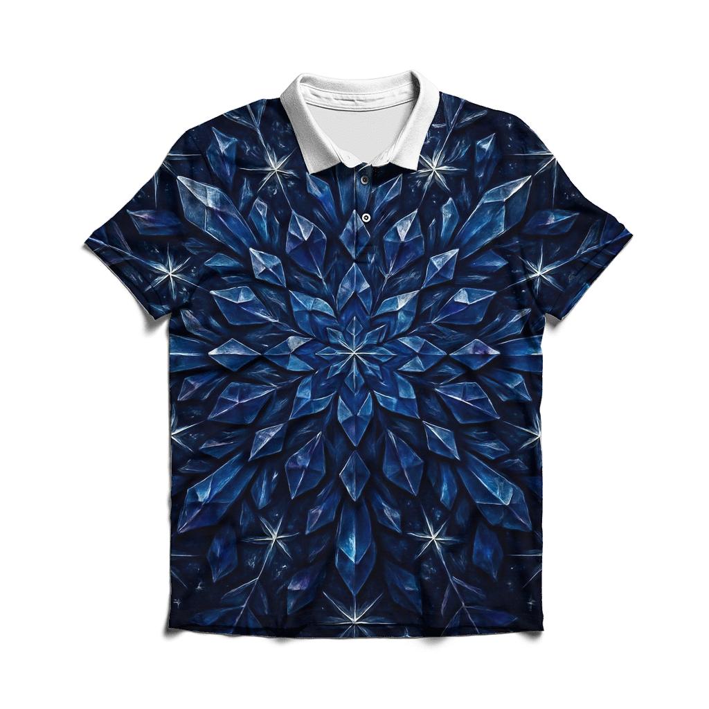 Midnight Crystal Bloom Lattice premium cotton polo shirts