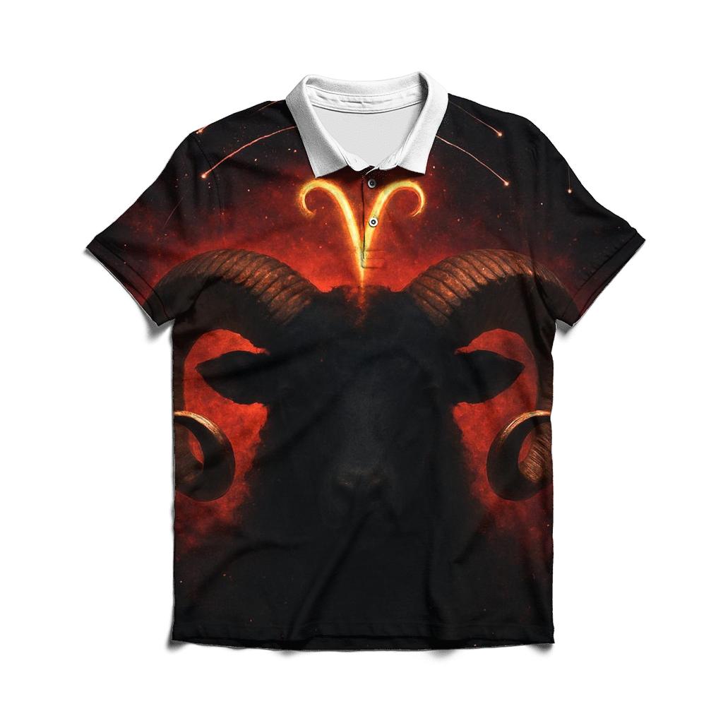 Aries Ram Horns Meteor Crown custom polo shirts