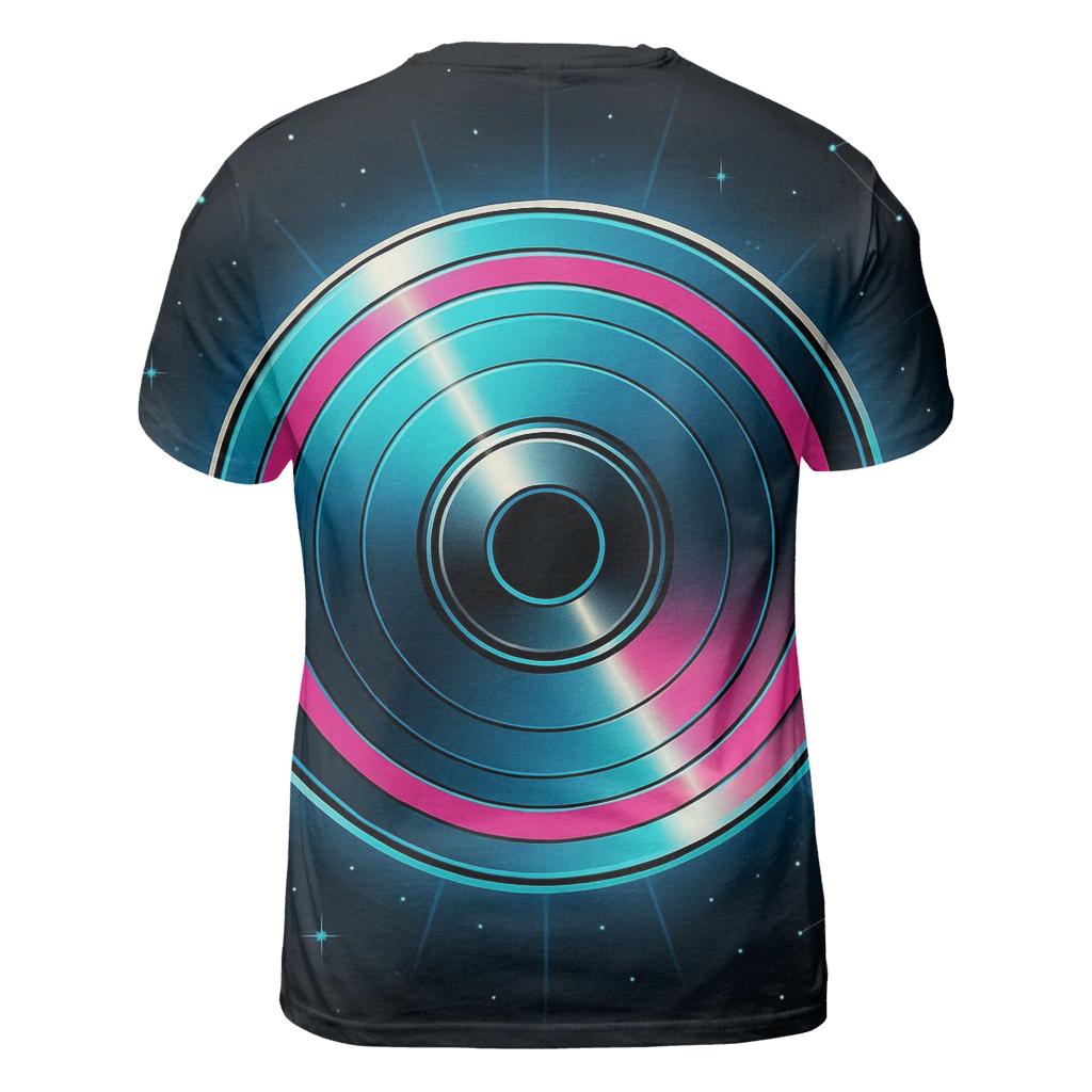 Laser Disc Galaxy Rings vibrant all-over design tees