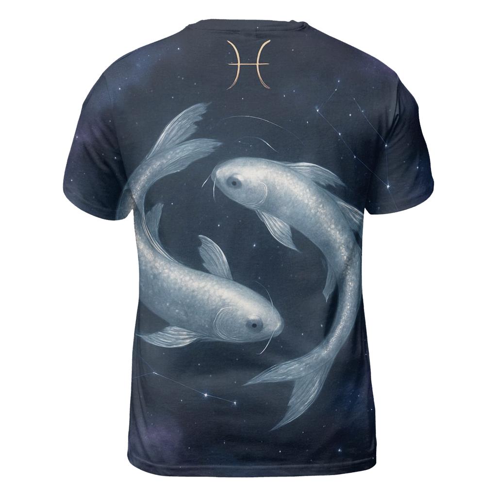 Pisces Twin Koi Nebula Dreamscape creative print fashion shirts
