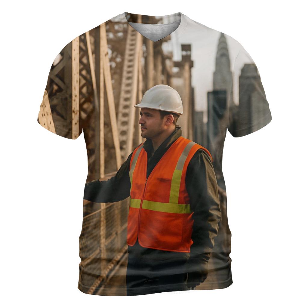 Midtown Skyline From Queensboro Bridge Maintenance Walkway trendy printed shirt styles