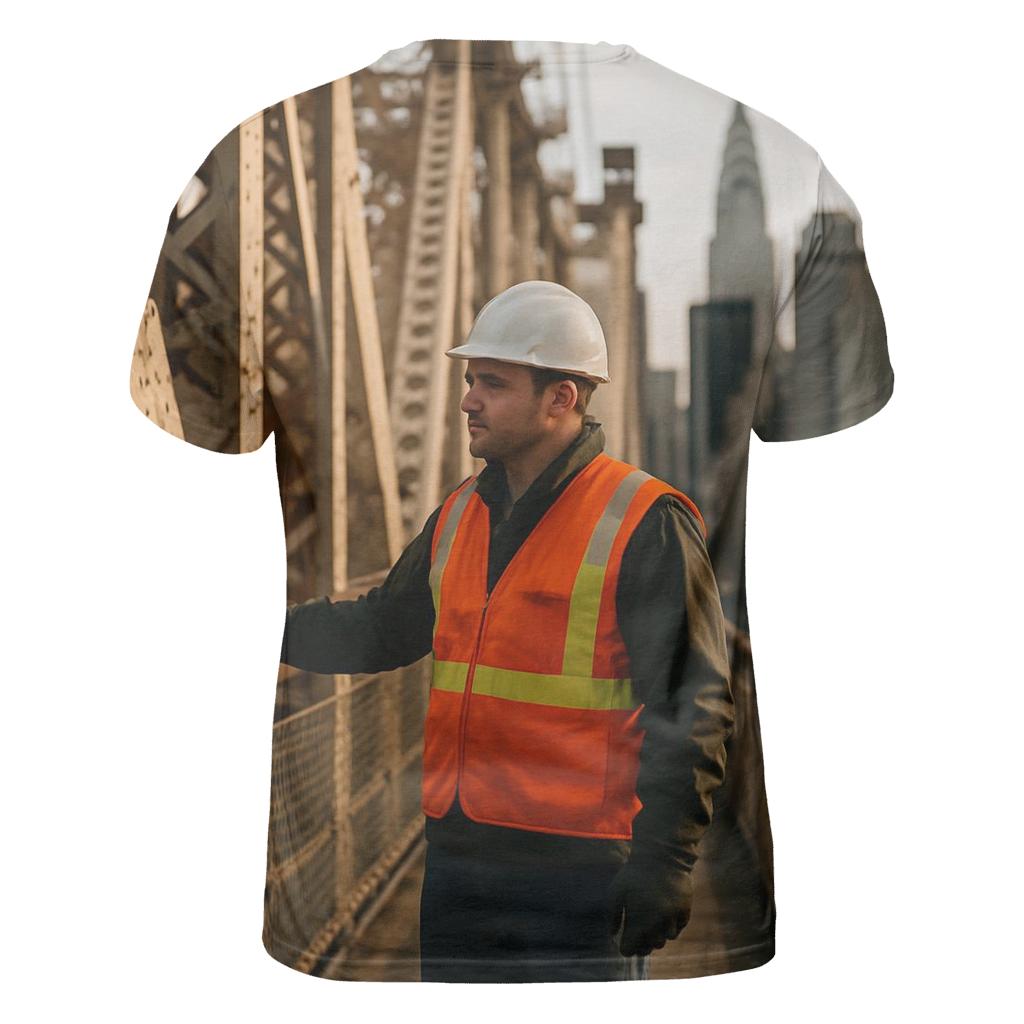 Midtown Skyline From Queensboro Bridge Maintenance Walkway trendy printed shirt styles