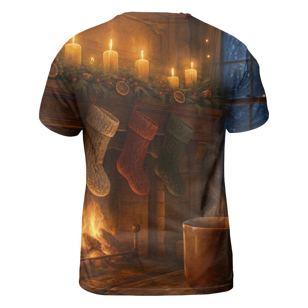 Candlelit Mantel Under Evergreen Garland trendy printed shirt styles