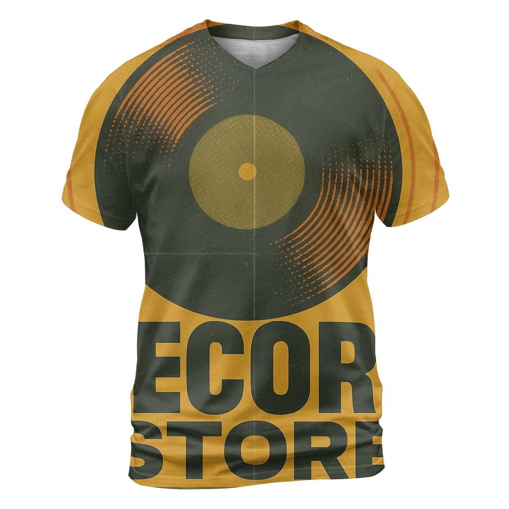 Faded Vinyl Record Shop Window Poster artistic all-over print tops