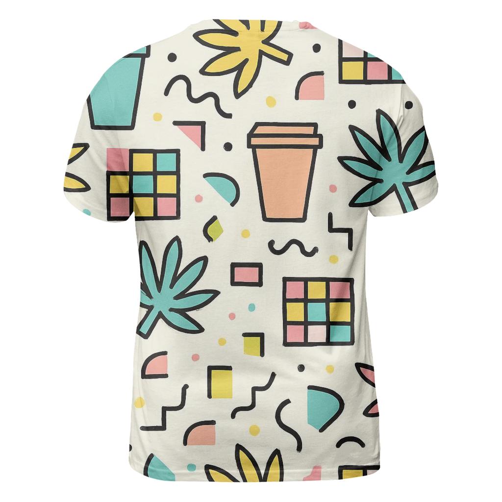 Miami Mall Food Court Memphis vibrant all-over design tees