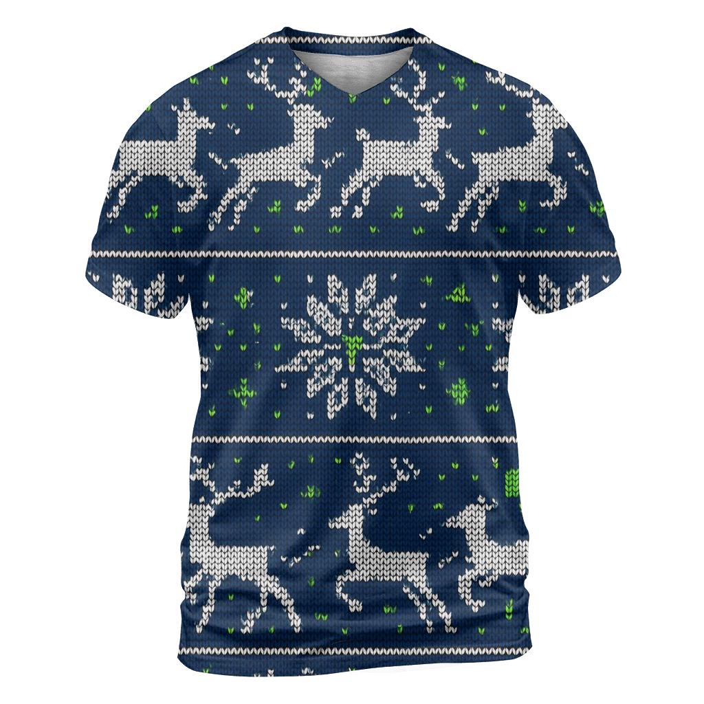 Reindeer Constellation Fair Isle Design vibrant all-over design tees