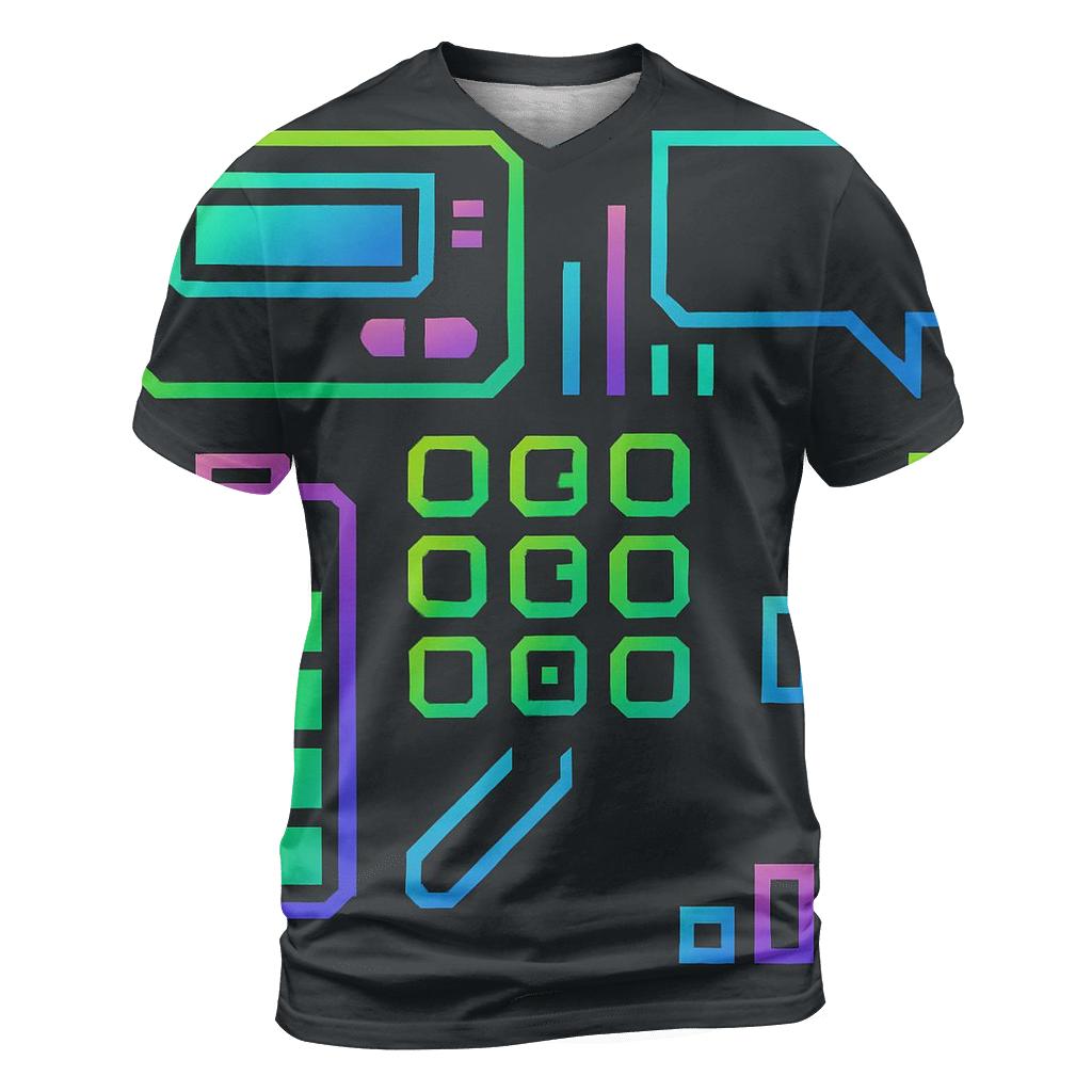 Holographic Pager Screen Icons artistic all-over print tops