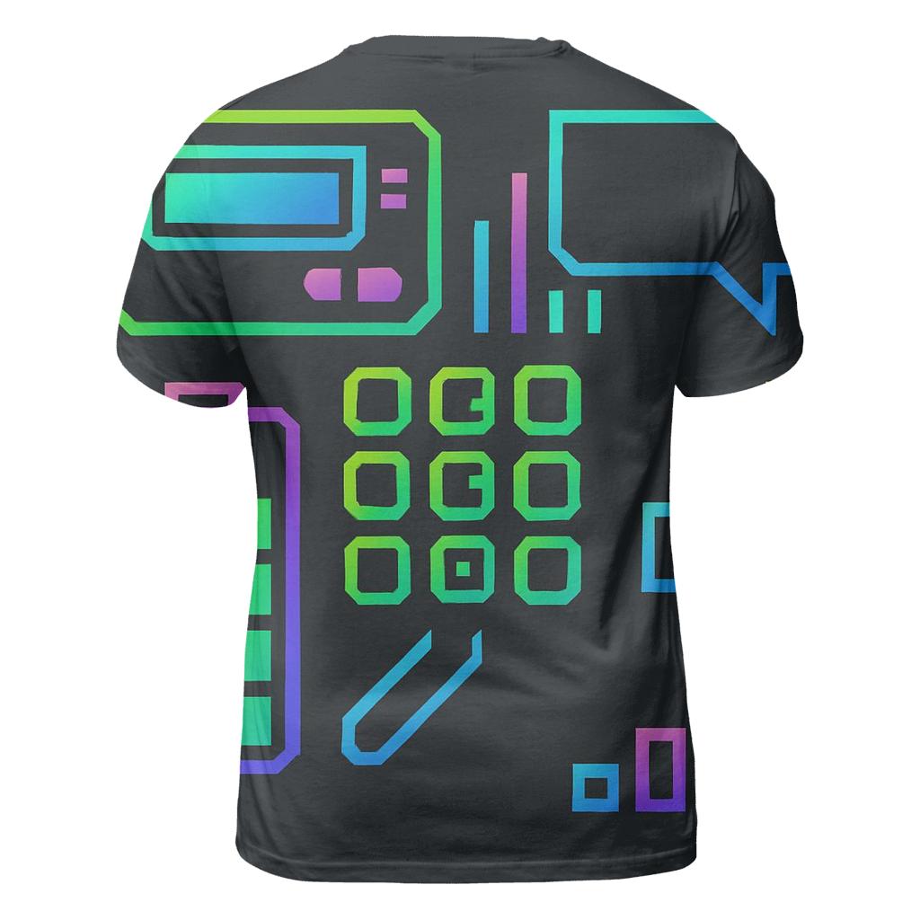 Holographic Pager Screen Icons artistic all-over print tops