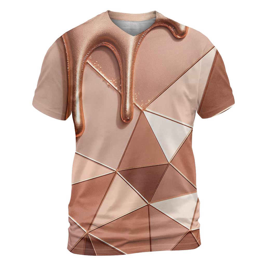 Rose Gold Velvet Drip Facets artistic all-over print tops