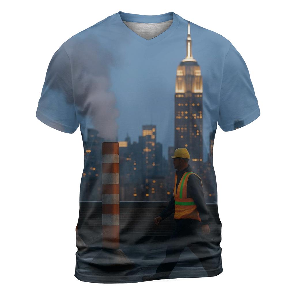 Flatiron District Rooftop Steam Vents In Evening Blue Hour creative print fashion shirts