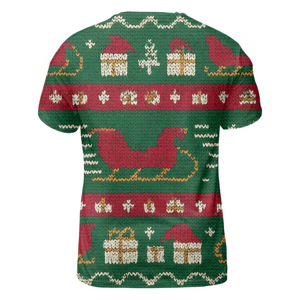 Santa Sleigh Warp Stripe Design creative print fashion shirts