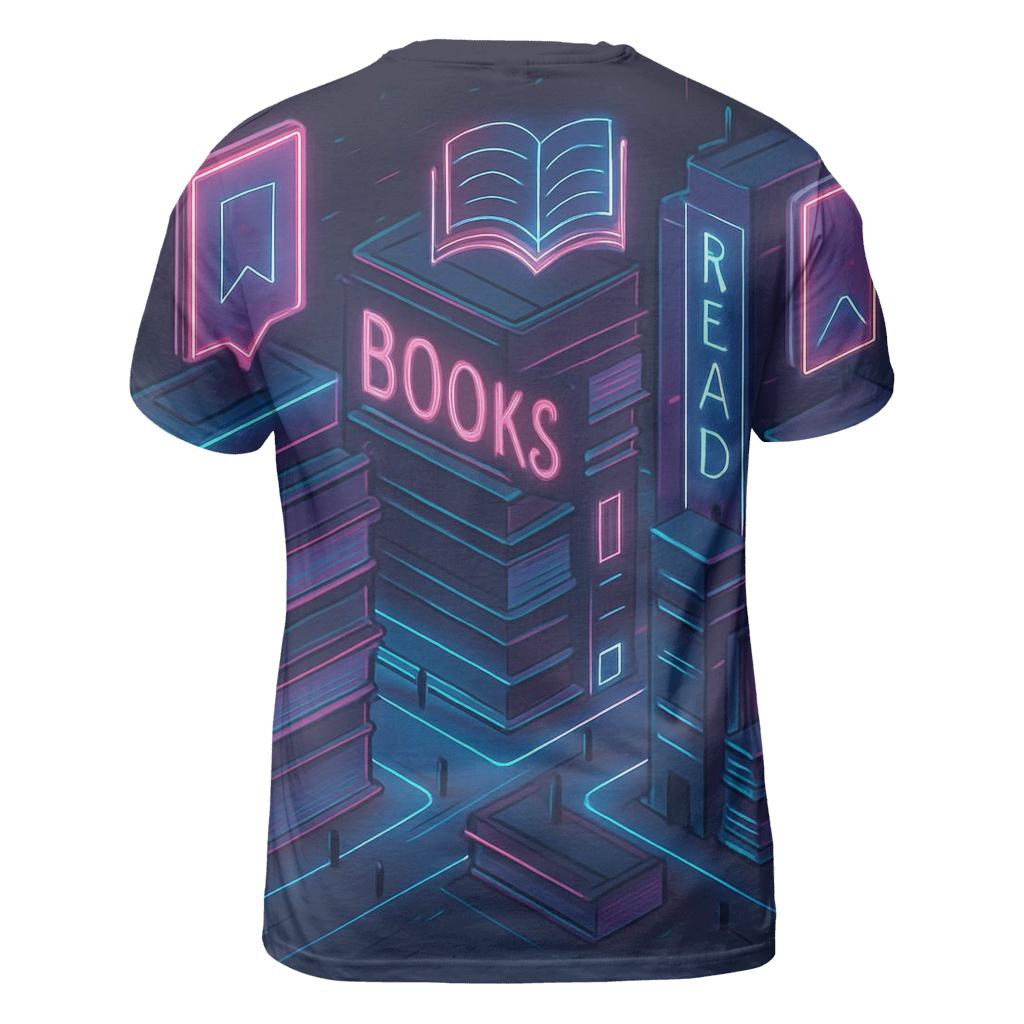 Isometric Neon Library City designer pattern shirts